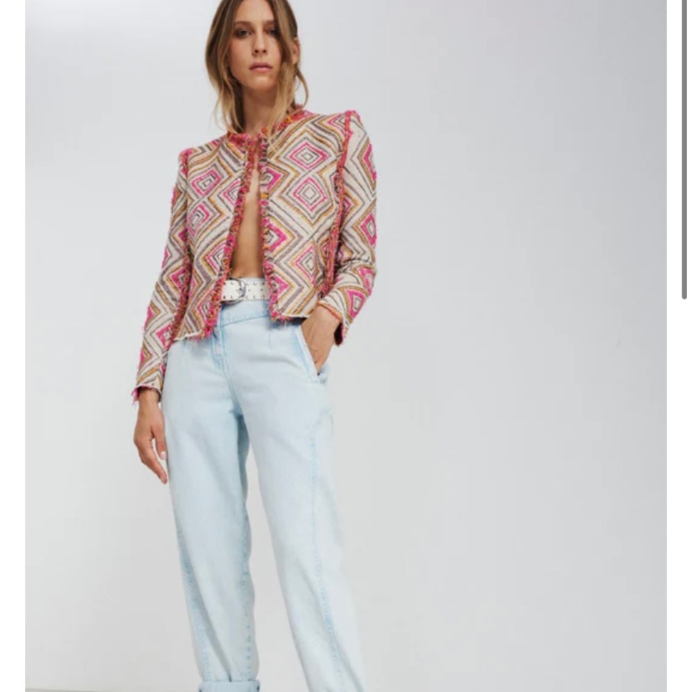 IRO Pink and Cream Geometric Jacket